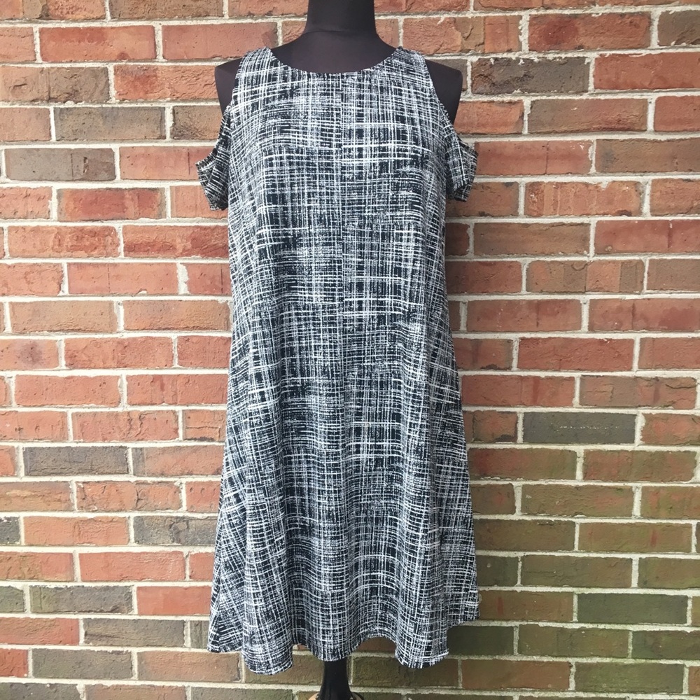 EUC Sharagano Cold Shoulder A-Line Dress Sz12